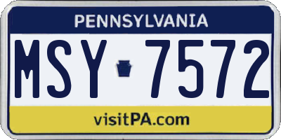 PA license plate MSY7572