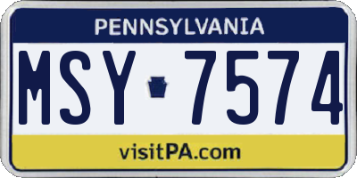 PA license plate MSY7574