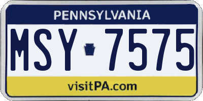 PA license plate MSY7575