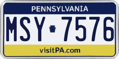 PA license plate MSY7576