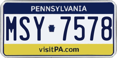 PA license plate MSY7578