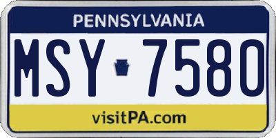 PA license plate MSY7580
