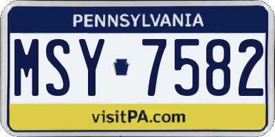 PA license plate MSY7582