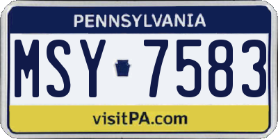 PA license plate MSY7583