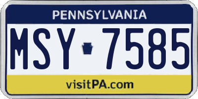 PA license plate MSY7585