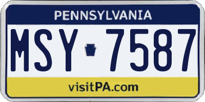 PA license plate MSY7587