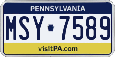 PA license plate MSY7589