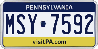 PA license plate MSY7592