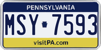 PA license plate MSY7593