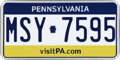 PA license plate MSY7595