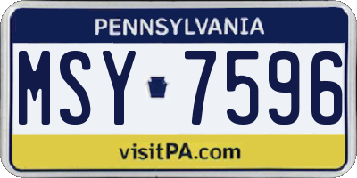 PA license plate MSY7596