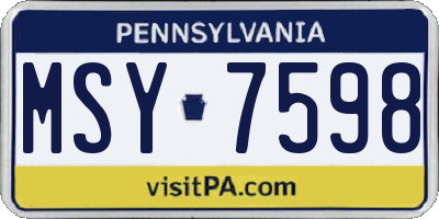 PA license plate MSY7598