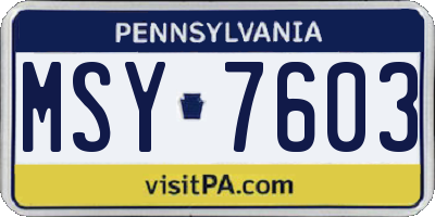PA license plate MSY7603