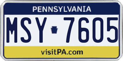 PA license plate MSY7605