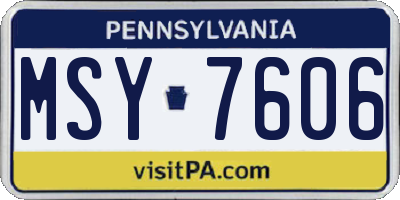 PA license plate MSY7606