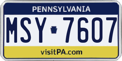 PA license plate MSY7607