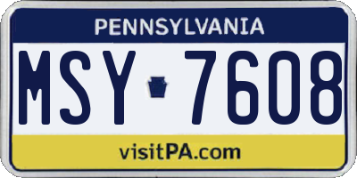 PA license plate MSY7608