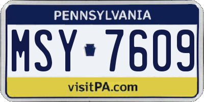 PA license plate MSY7609