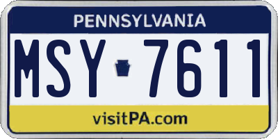 PA license plate MSY7611