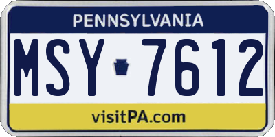 PA license plate MSY7612