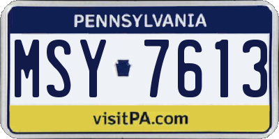 PA license plate MSY7613