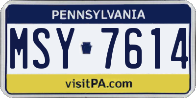PA license plate MSY7614