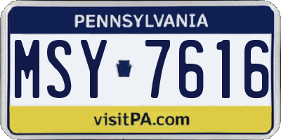 PA license plate MSY7616