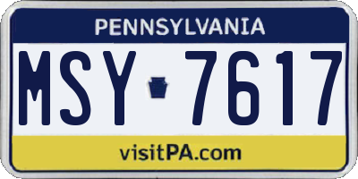PA license plate MSY7617