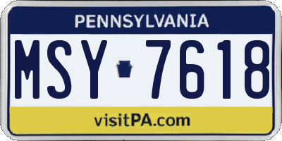 PA license plate MSY7618