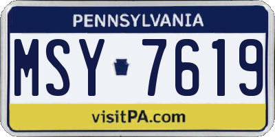 PA license plate MSY7619