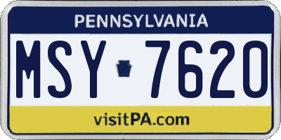 PA license plate MSY7620
