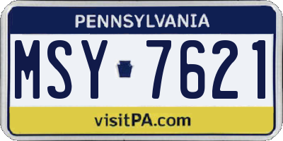 PA license plate MSY7621
