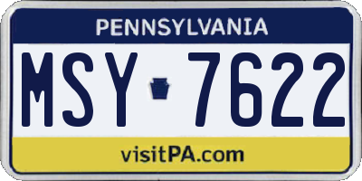 PA license plate MSY7622