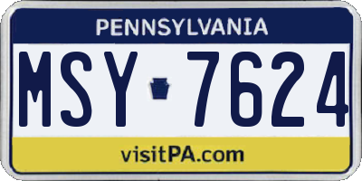 PA license plate MSY7624