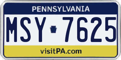 PA license plate MSY7625