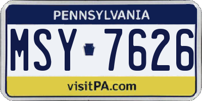 PA license plate MSY7626