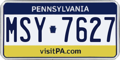 PA license plate MSY7627