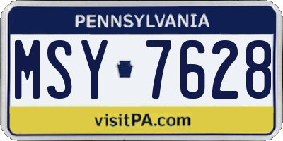 PA license plate MSY7628
