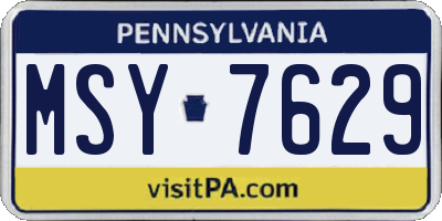 PA license plate MSY7629