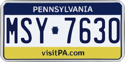 PA license plate MSY7630