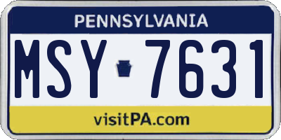 PA license plate MSY7631