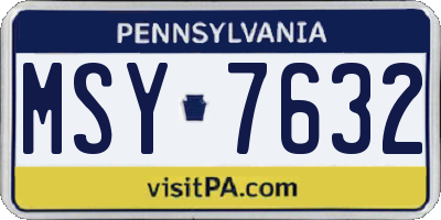 PA license plate MSY7632