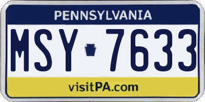 PA license plate MSY7633