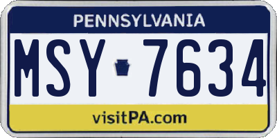 PA license plate MSY7634
