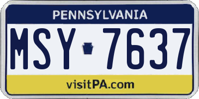 PA license plate MSY7637