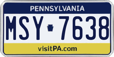 PA license plate MSY7638
