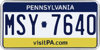 PA license plate MSY7640