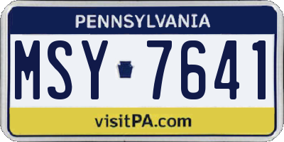 PA license plate MSY7641