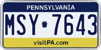 PA license plate MSY7643