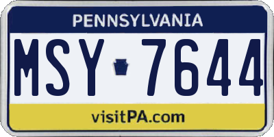 PA license plate MSY7644